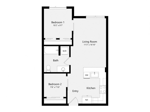 a floor plan of a room with a bedroom and a living room